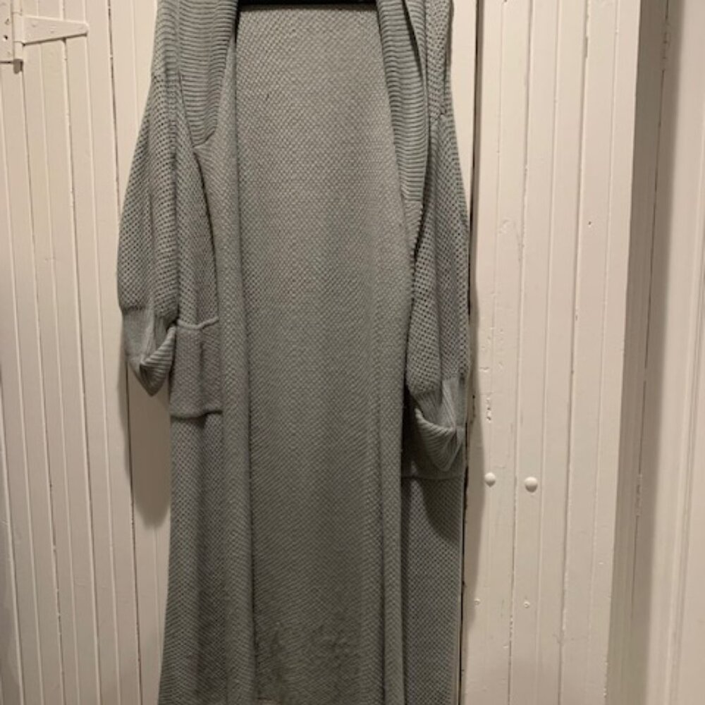 Long grey sweater coat